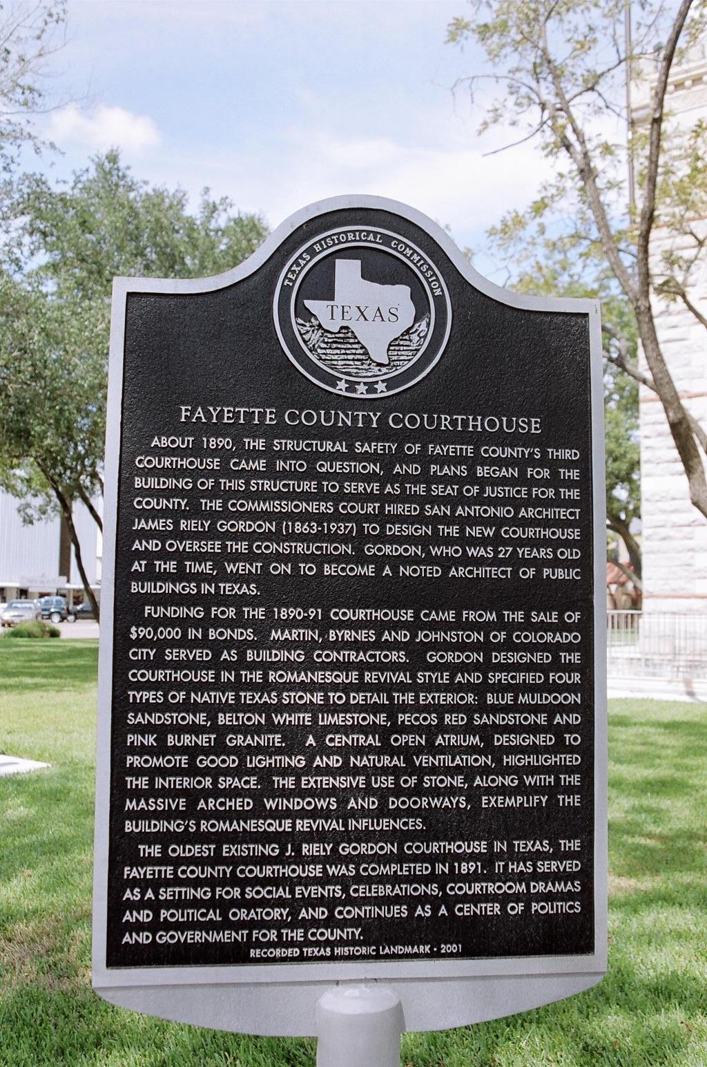 Historical Marker outside of Fayette Cty Courthouse